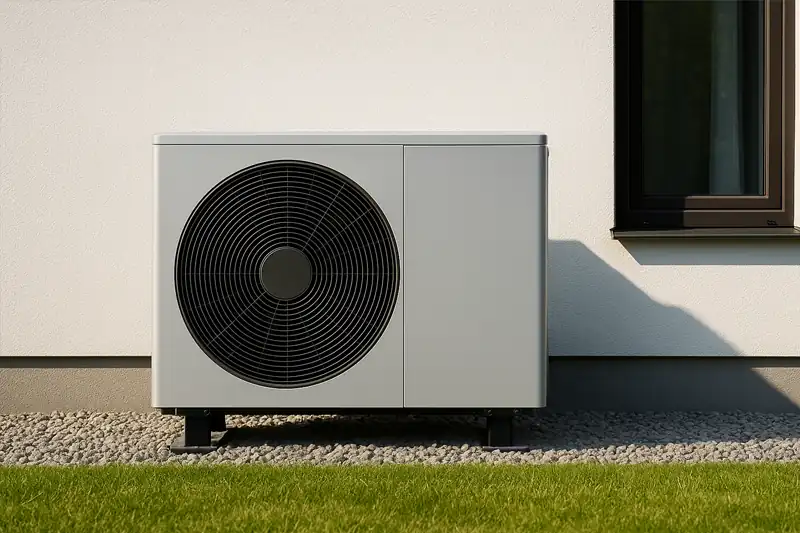 Värmepump på utsidan hus